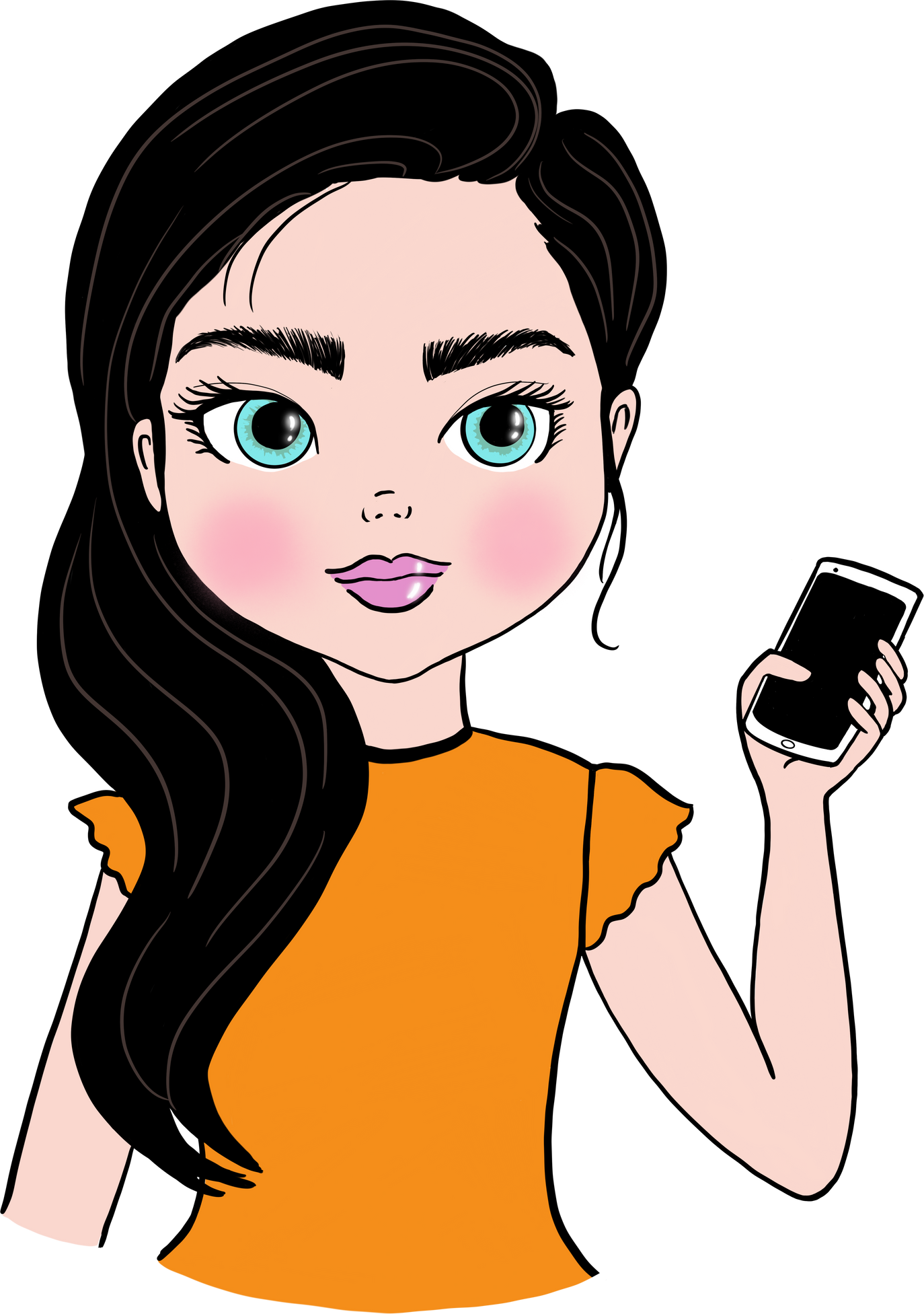 Woman Holding Phone Illustration